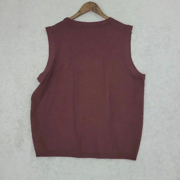 Vtg Field Gear Mens Burgundy 100% Merino Wool Button-Up Vest Large 7PT - Picture 2 of 6